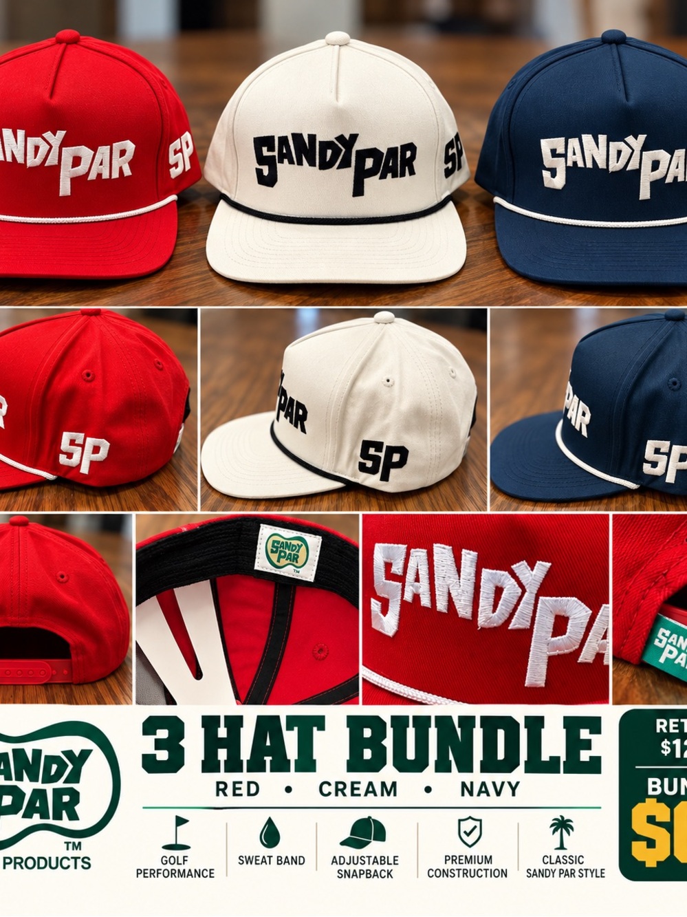 Sandy Par Hats Bundle - New - Malbon Fella Golf
